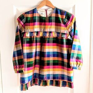 Smart Fitzjerrell Multicolor Plaid Silk Dupioni Ruffled Top